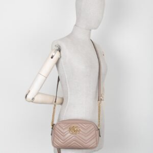 GUCCI Small Marmont Quilted Crossbody Bag Nude | AlmaBagz