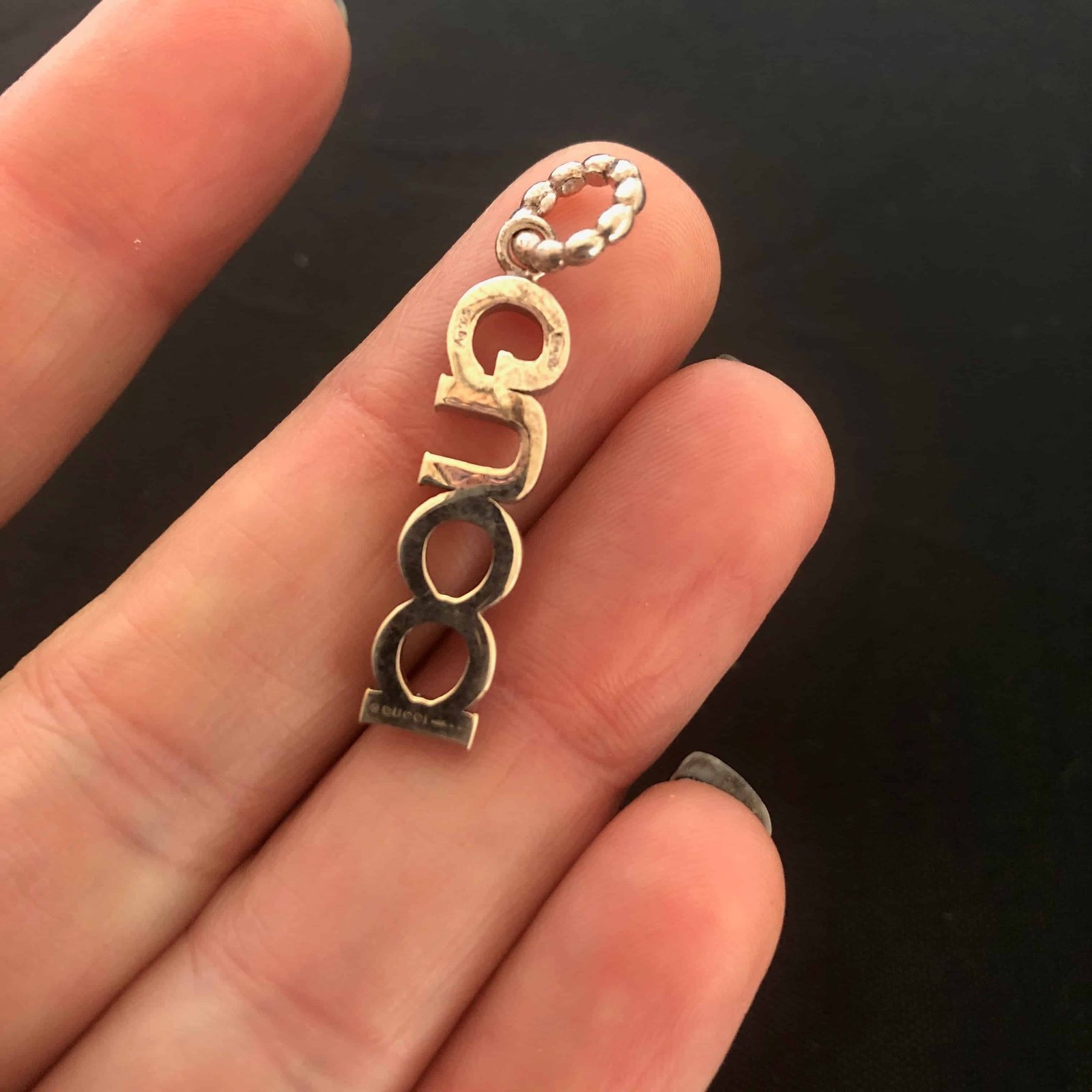 Gucci Block Letter Charm in Red and Green | AlmaBagz