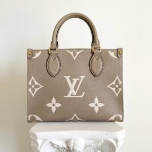 Louis Vuitton Onthego PM Women Bag - Beige-Cream Monogram Empreinte Leather | AlmaBagz