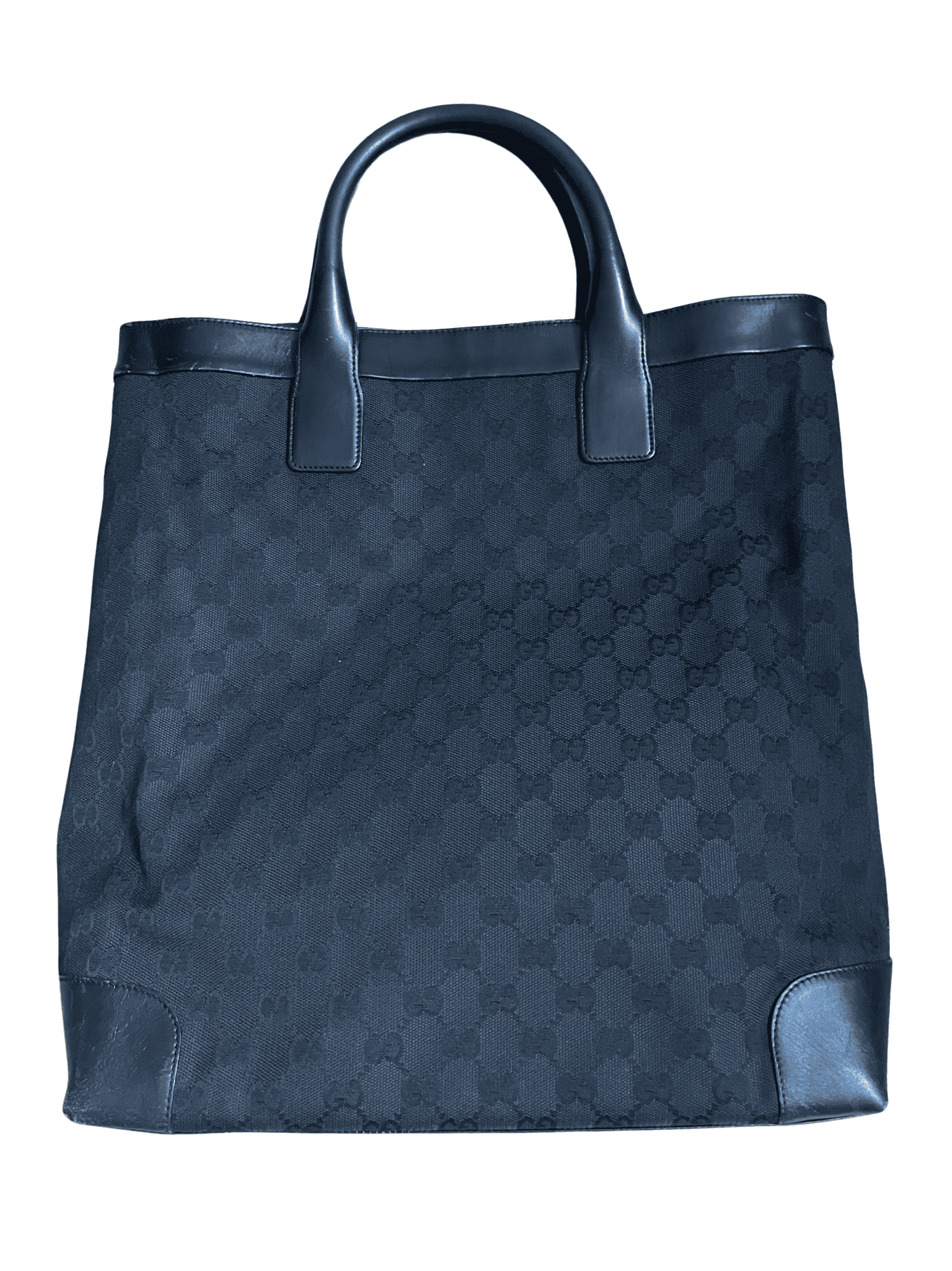 Gucci Black Jacquard & Leather Tote Bag | AlmaBagz