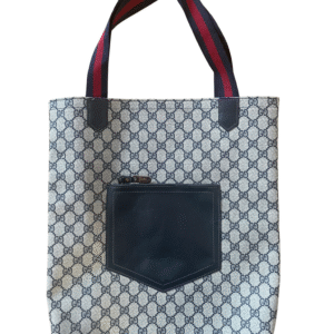 Gucci Light Gray Navy Red Tote Bag | AlmaBagz