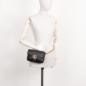 GUCCI Marmont Chain Belt Bag Black | AlmaBagz