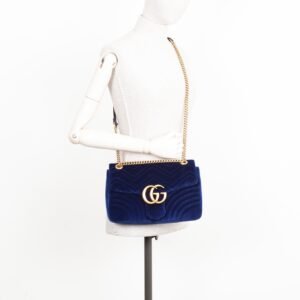 GUCCI Marmont Medium Bag Velvet Blue | AlmaBagz
