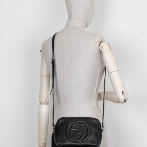 GUCCI Soho Disco Crossbody Bag Leather Black | AlmaBagz
