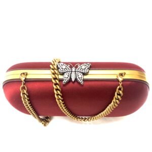 Gucci Broadway Butterfly Handbag Clutch in Burgundy | AlmaBagz