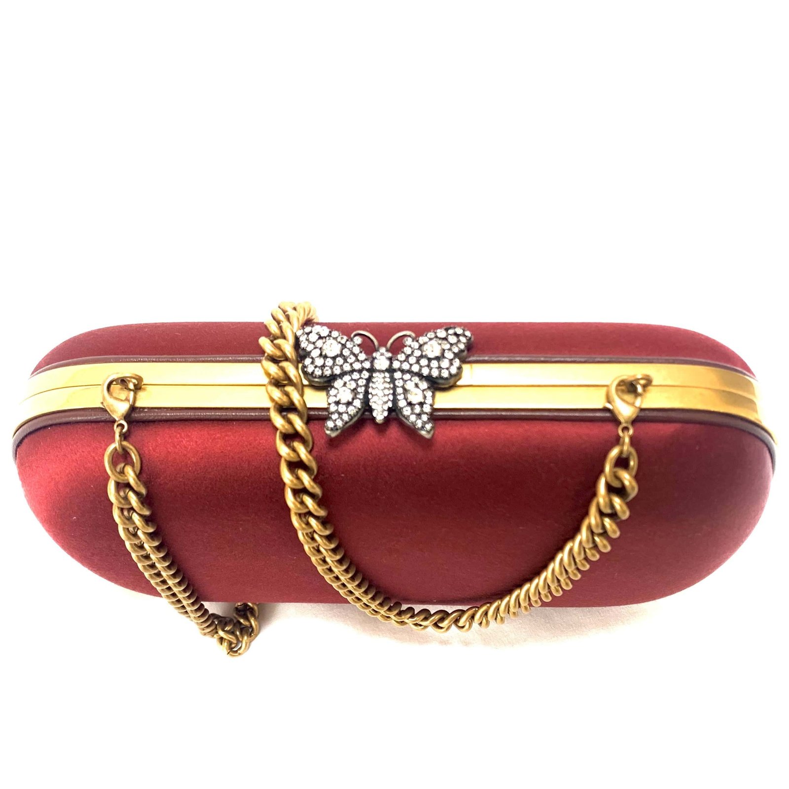 Gucci Broadway Butterfly Handbag Clutch in Burgundy | AlmaBagz