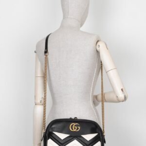 GUCCI Marmont Crossbody Bag Black White | AlmaBagz