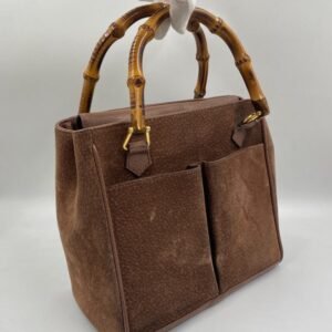 Gucci Suede Tote w Bamboo handle | AlmaBagz