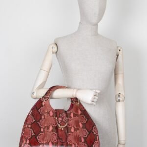 GUCCI Stirrup Hobo Shoulder Bag Python Burgundy | AlmaBagz
