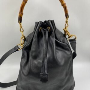 Gucci Black Bucket Bag with Bamboo Handles | AlmaBagz