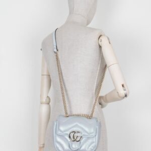 GUCCI GG Marmont Mini Shoulder Bag Blue Iridescent | AlmaBagz