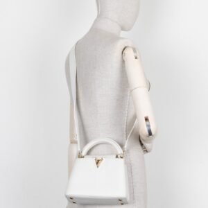 LOUIS VUITTON Capucines Mini Leather Snow White | AlmaBagz