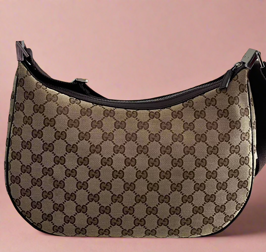 Gucci Vintage GG Half Moon Canvas shoulder bag | AlmaBagz