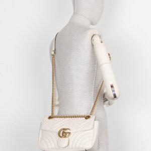 GUCCI Marmont Medium Bag Leather White | AlmaBagz