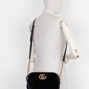 GUCCI Marmont Camera Bag Velvet Black | AlmaBagz