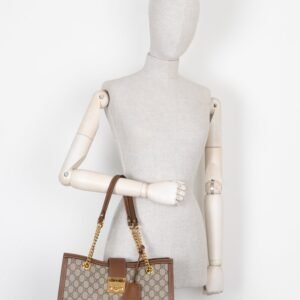 GUCCI GG Supreme Padlock Tote Bag Brown | AlmaBagz