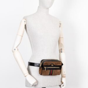 GUCCI Ophidia Belt Bag Suede Brown | AlmaBagz