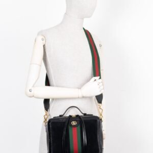 GUCCI Ophidia Zip Around Bag Suede Black | AlmaBagz