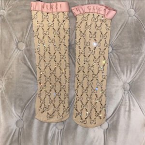 Gucci Crystal Embellished GG Socks in Beige | AlmaBagz