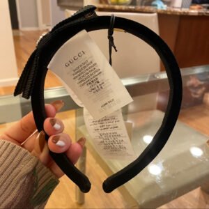 GUCCI Velvet Headband With Crystal Bow | AlmaBagz
