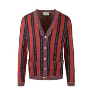 Gucci V-Neck Horsebit Chain Knit Cardigan | AlmaBagz