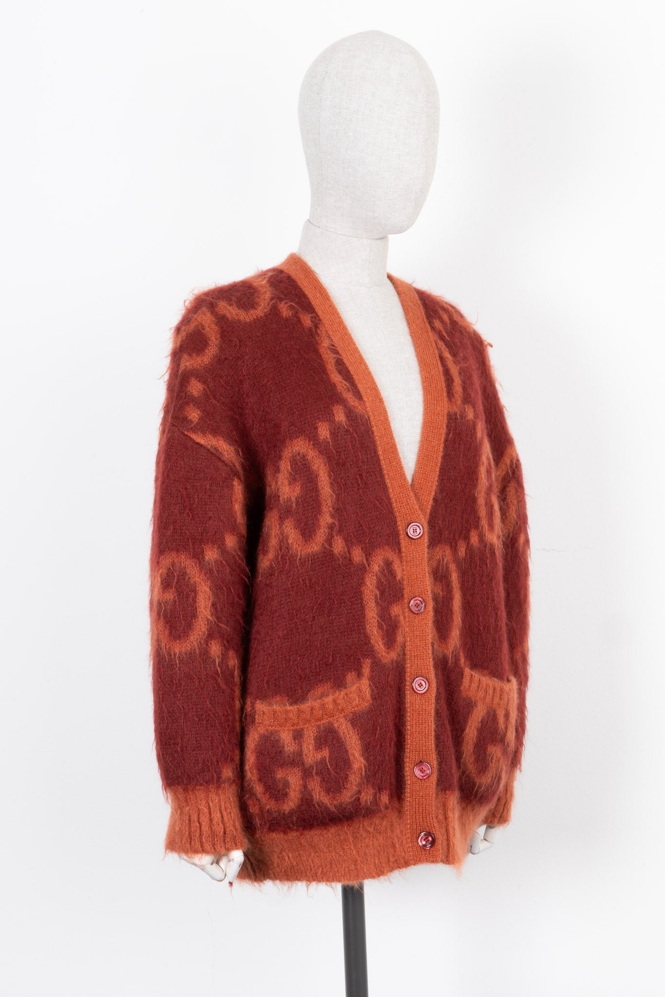 GUCCI GG Reversible Knit Cardigan Red Orange | AlmaBagz