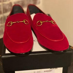 Gucci Horsebit Jordaan Velvet Loafer in Red | AlmaBagz