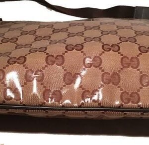Gucci XL Coated Monogram Canvas Slim Messenger Shoulder Bag | AlmaBagz