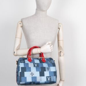 LOUIS VUITTON 2020 Patchwork Denim Speedy 30 Bandouliere | AlmaBagz