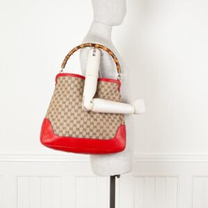 GUCCI Diana Bamboo Bag GG Canvas Red | AlmaBagz