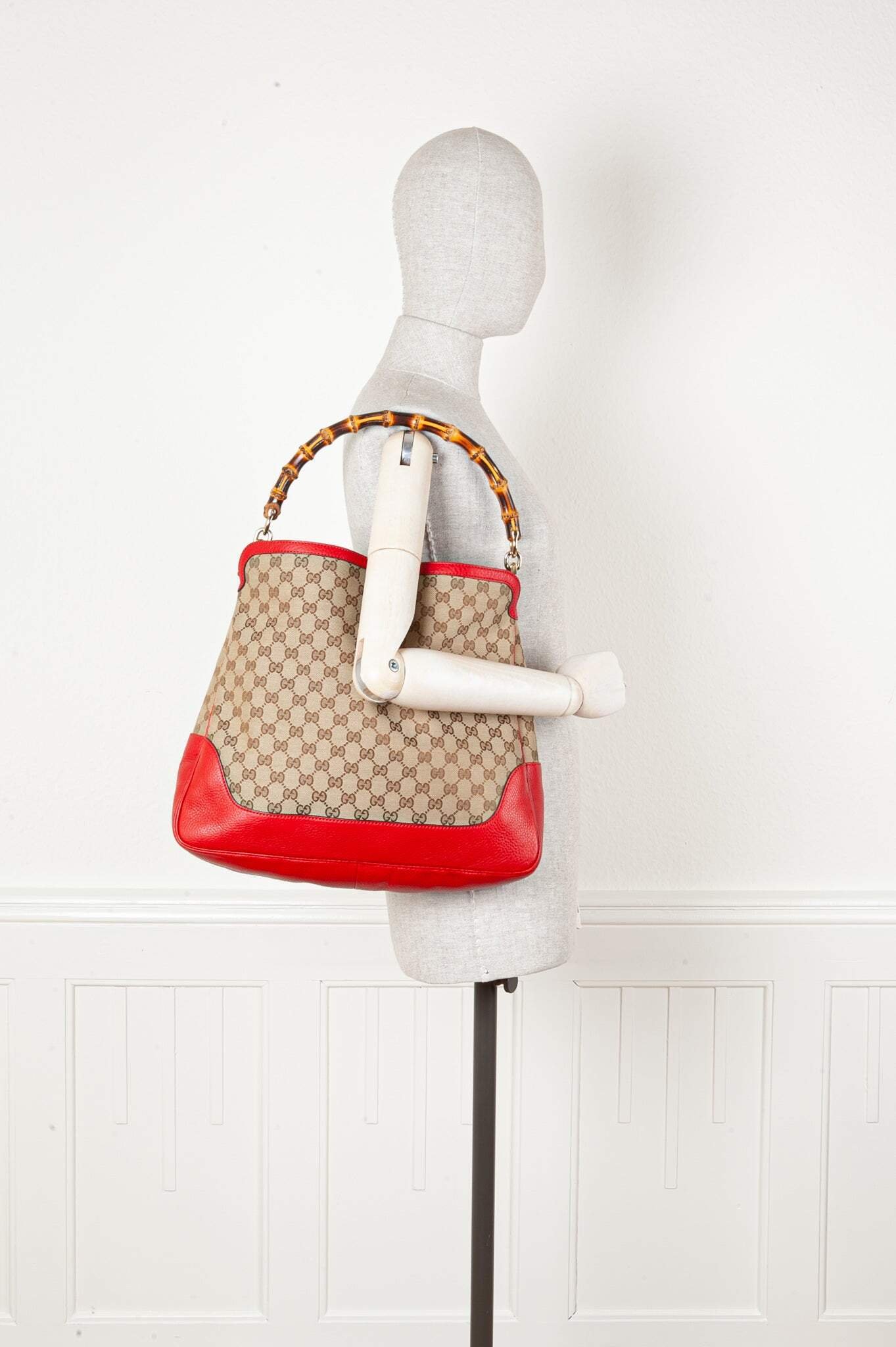 GUCCI Diana Bamboo Bag GG Canvas Red | AlmaBagz