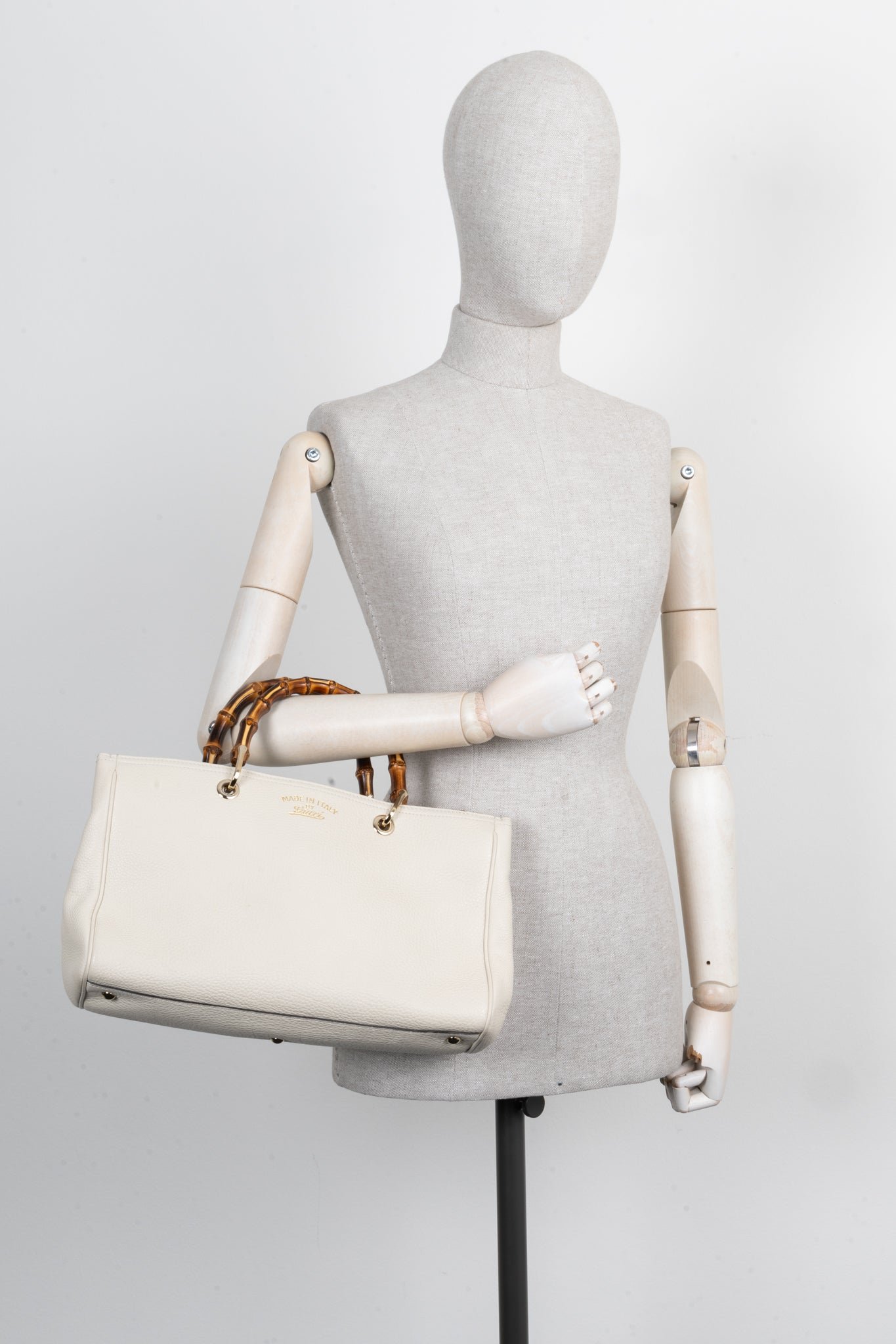 GUCCI 2 Way Bamboo Tote Ivory | AlmaBagz