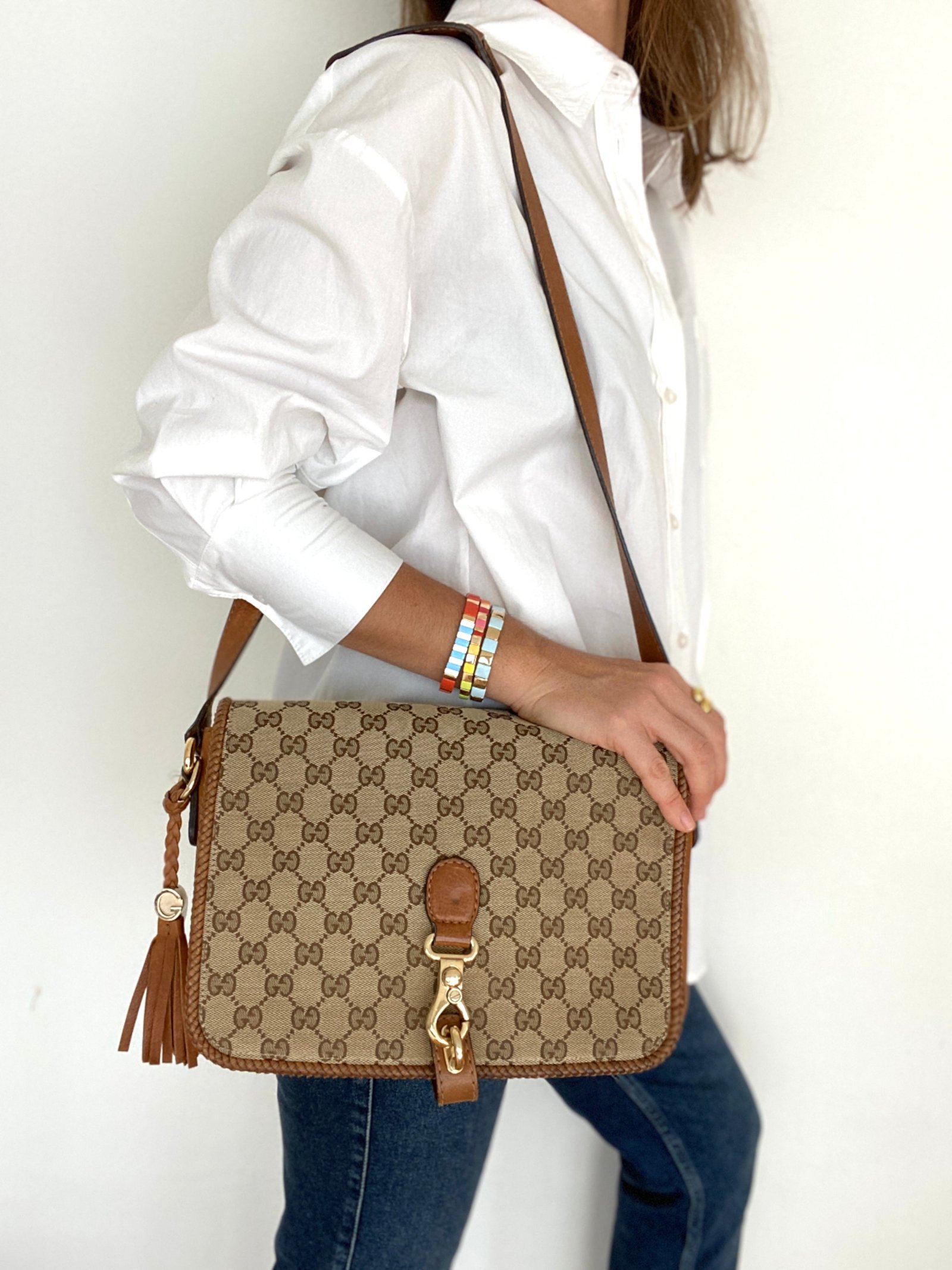 GUCCI MARRAKECH MESSENGER GG CANVAS MEDIUM IN BEIGE/BROWN | AlmaBagz