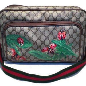 Gucci Vintage Monogram Hand Painted Ladybug Reporter Messenger Shoulder Bag | AlmaBagz