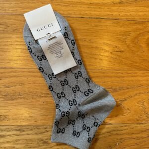 Gucci Ankle Socks in Gray Lamé Interlocking GG Black | AlmaBagz