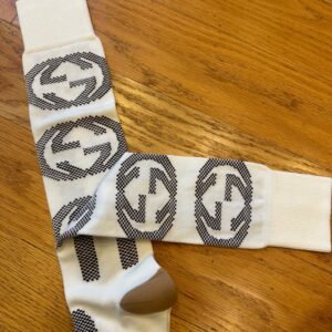 Gucci Interlocking GG Houndstooth Knee High Sock in Neutral Tones | AlmaBagz