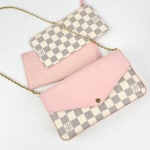 Louis Vuitton Felicie Pochette Damier Azur Pink | AlmaBagz