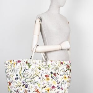 GUCCI Floral Canvas Tote Bag White | AlmaBagz