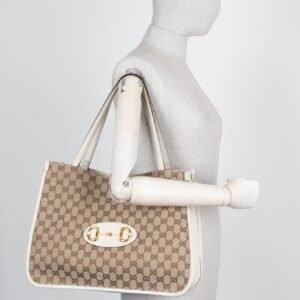 GUCCI 1955 Canvas Tote Bag White | AlmaBagz