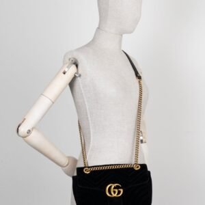 GUCCI Marmont Small Bag Velvet Black | AlmaBagz