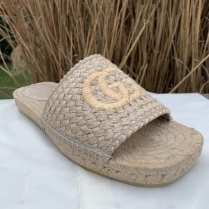Gucci GG Juta Multi Twisted Woven Slides in Beige | AlmaBagz
