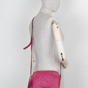 GUCCI Soho Disco Crossbody Bag Leather Fuchsia | AlmaBagz