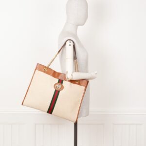 GUCCI Rajah Tote Canvas Beige | AlmaBagz