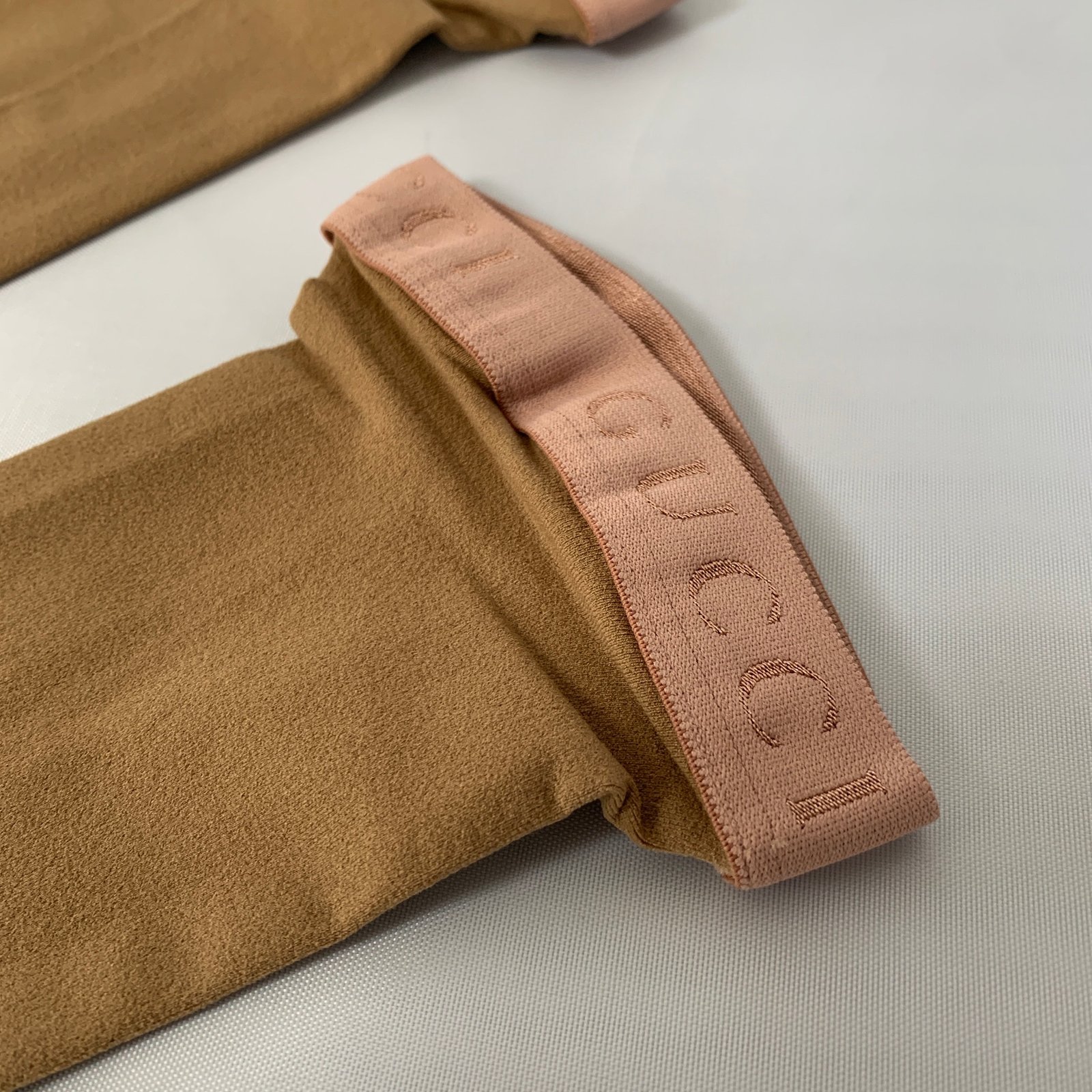 Gucci Lit Amila Mesh Calf Socks in Tan | AlmaBagz