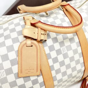 Louis Vuitton Keepall Damier Azur Bandouliere 55 Duffel Bag Luggage | AlmaBagz