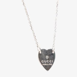Gucci Logo Heart Necklace Silver Silver Sterling | AlmaBagz