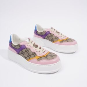 Gucci GG Supreme Monogram Pink / Beige Monogram / Purple Canvas EU 37 UK 4 | AlmaBagz