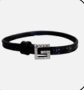 Gucci Black Leather Bracelet with Crystal Square G | AlmaBagz
