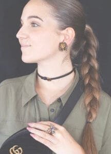 Gucci Black Leather Choker with Gold Square Logo | AlmaBagz