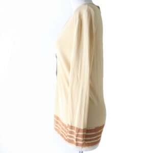 HERMES cardigan Main: 100% rayon Beige x brown Women 40 Used | AlmaBagz